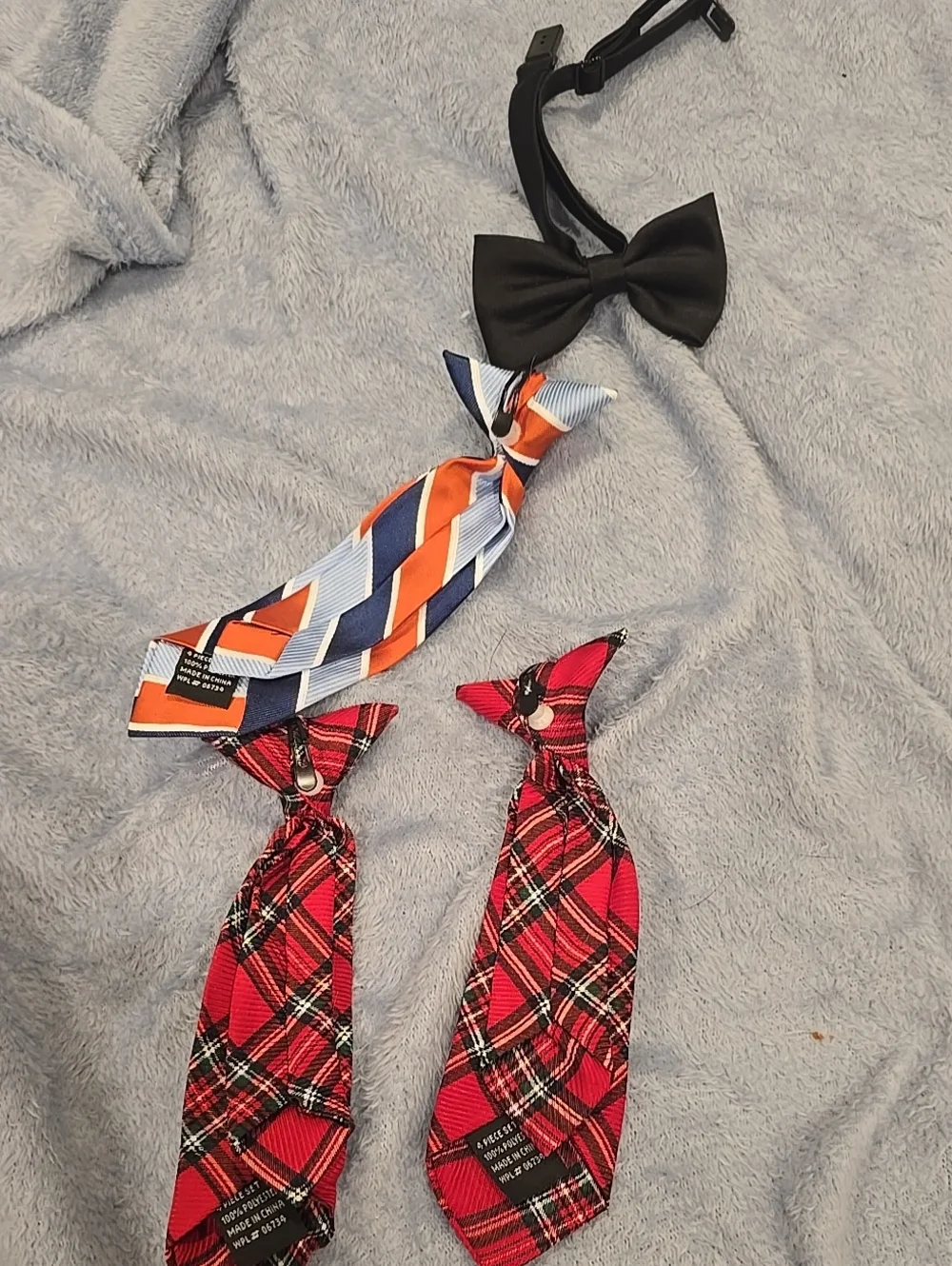 ❤️10/$13 Kids Red Plaid & Navy Stripe Necktie and Black Bow Tie Set Baby